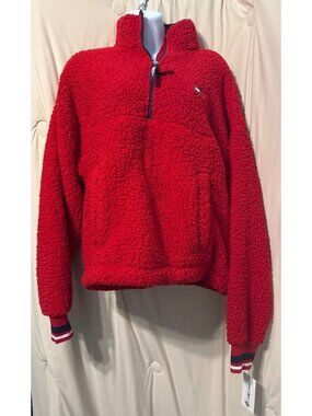 NWT Tommy Hilfiger Sport Women's 1/4 Zip Sherpa Fleece Pullover Large